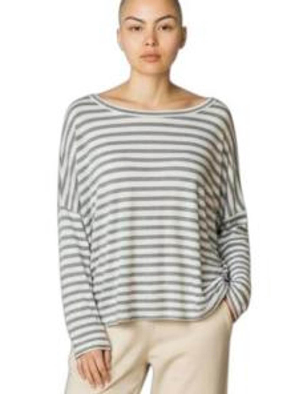 Hatch • Maternity Relaxed Striped Boatneck Top Sage Green and White 3 [LARGE]